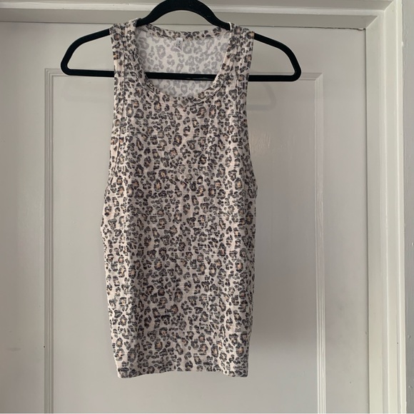 Z Supply Tank Top Womens Small Animal Print Cheetah Razor back White Tan Black - Picture 1 of 7